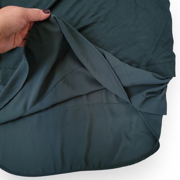 Michael Kors Dark Green 3/4 Sleeve Knit Layer Chiffon Hem Blouse Women Sz S - Picture 5 of 8